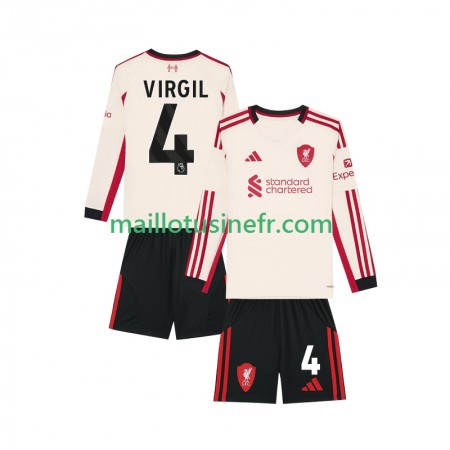 Maillot de Foot Liverpool Virgil van Dijk 4 Extérieur 2025-26 Manches Longues - Enfant